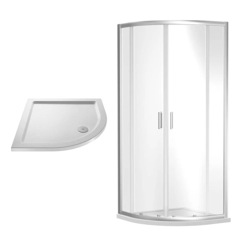 Image of Balterley Shower Quadrant Enclosure Slimline Tray Chrome White 900mm Silver unisex