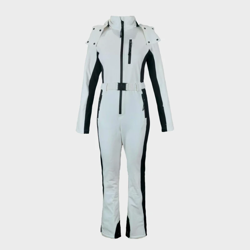 Image of Jack Wills Womens JW Stripe Waterproof Windproof Ski Suit Cream/Black female 8 (XS)