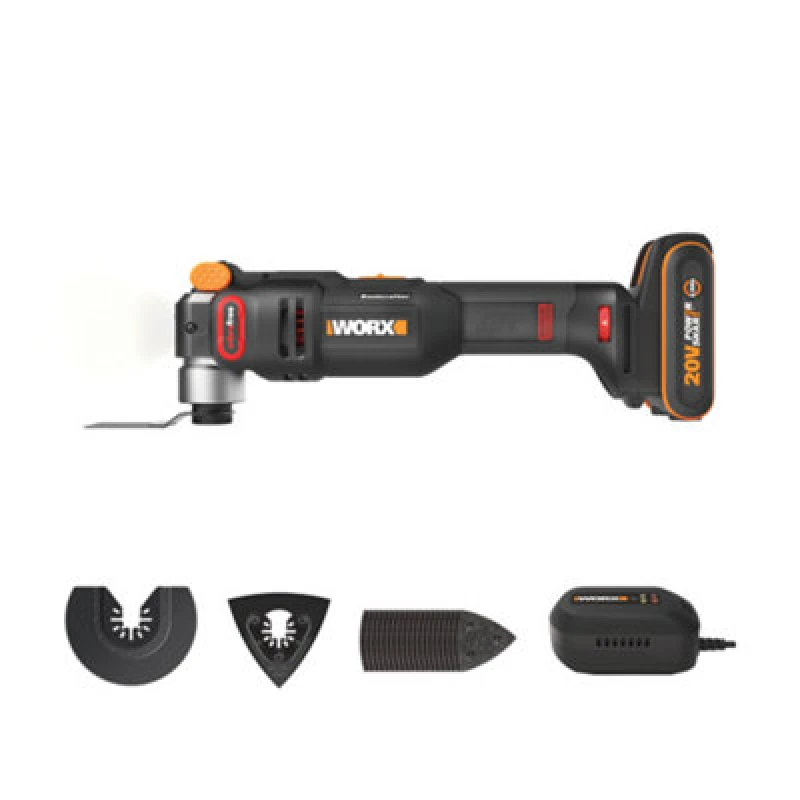 Image of Worx Sonicrafter 20V Cordless Brushless Oscillating Multi-Tool With 2.0Ah Battery, Charger & Carry Case Wx698