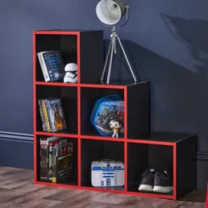 Image of Black 6 Cube Storage Unit Red