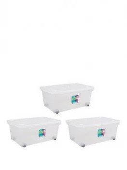 Image of Wham Set Of 3 45 Litre Wheeled Plastic Storage Boxes