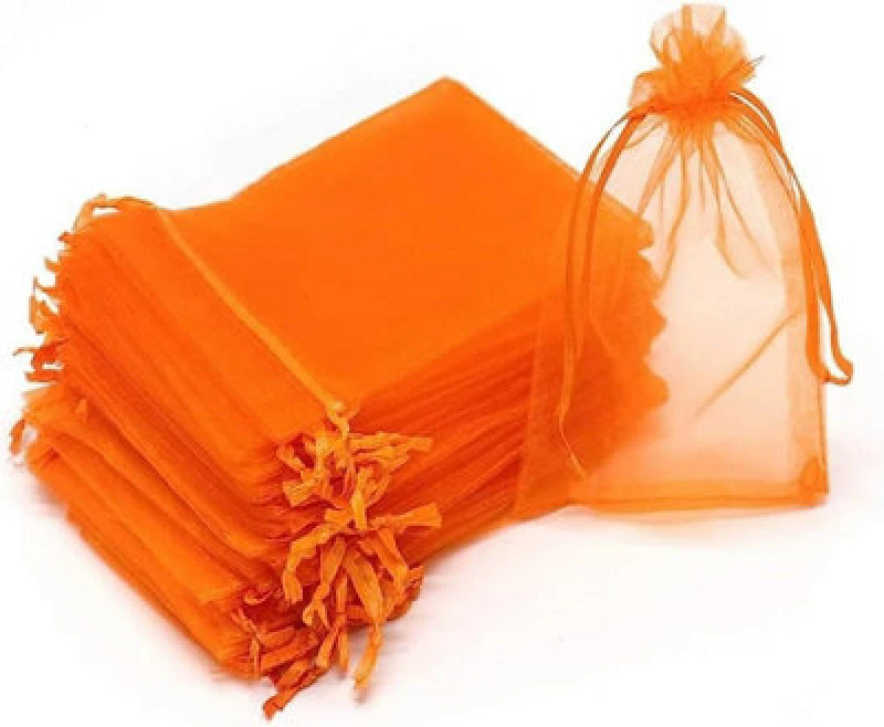 Image of Shatchi 50pcs Orange Luxury Organza Pouches Favours Gifts Bag ,7 x 9cm Orange female