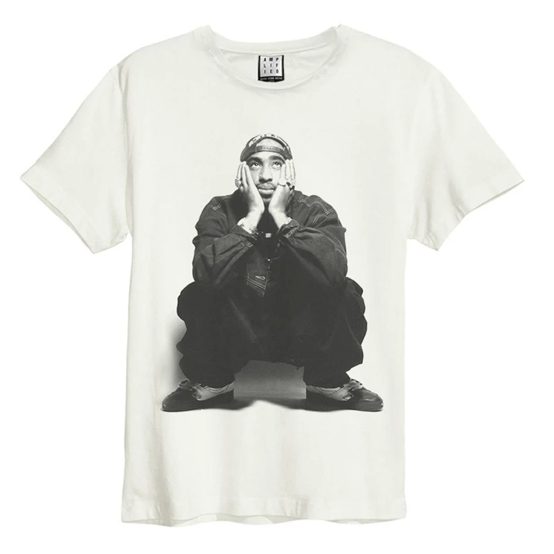 Image of Amplified Amplified Men Contemplation Tupac Shakur T-Shirt in White Size: X-Small White XS Male 5063107999634