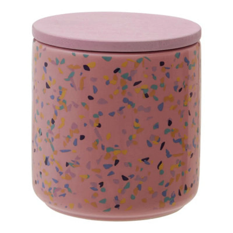 Image of Premier Housewares Medium Pink Terrazzo Storage Canister With Airtight Lid,Dolomite Food Container,Tea Coffee Sugar Canisters Pink