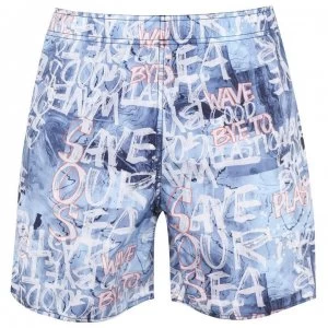Image of adidas Parley Swim Shorts Mens - Blue/Coral