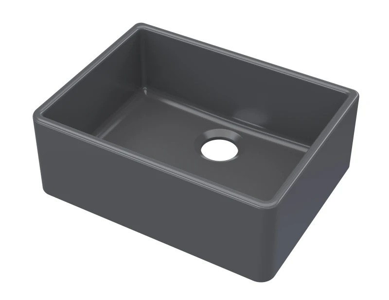 Image of Balterley Fireclay 1 Bowl Butler Sink Waste Not Included Soft Black 595x450mm Black