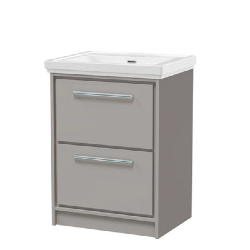 Image of Balterley Floor Standing 2-Drawer Bathroom Vanity, Fireclay Basin, Grey, 600mm in Grey Grey Unisex