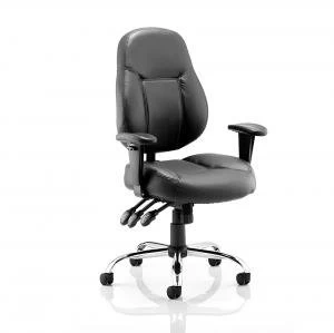 Image of Trexus Storm Task Operator Chair With Arms Bonded Leather Black Ref