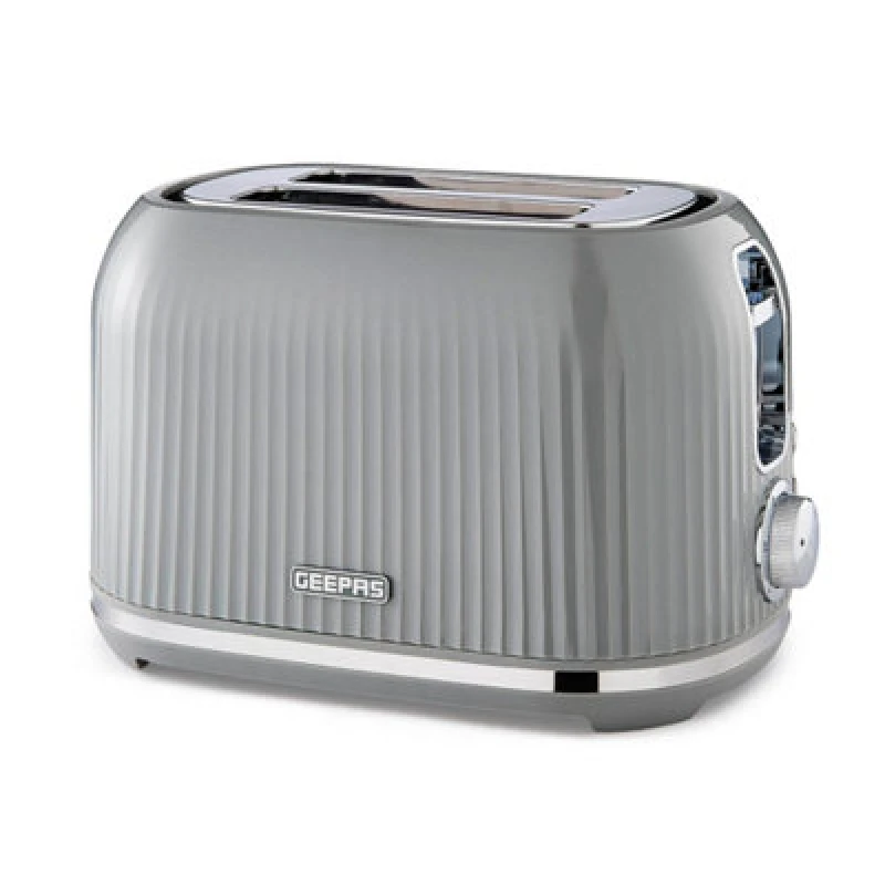 Image of Geepas Fluted 2 Slice Bread Toaster With 7 Browning Levels, Grey