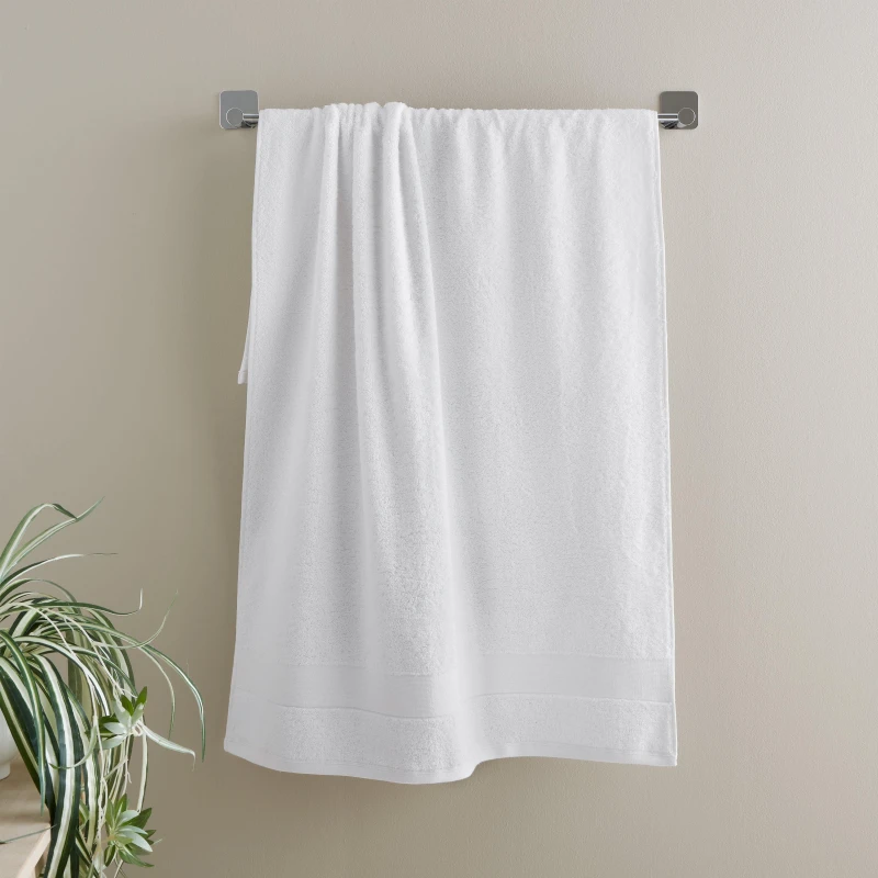 Image of Catherine Lansfield Catherine Lansfield 'Anti Bacterial' Cotton Towels in White Size: Bath Sheet White Bath Sheet Unisex 5057681085395