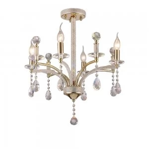 Image of Semi Flush Ceiling Pendant 4 Light French Gold, Crystal