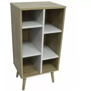 Image of Storage End Table / Display Unit With Interior Shelves - Oak / White - Oak / White - Watsons