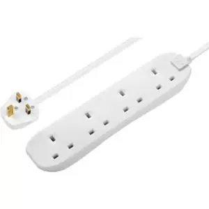 Image of Masterplug 4 Socket 13A White Extension Lead, 3M