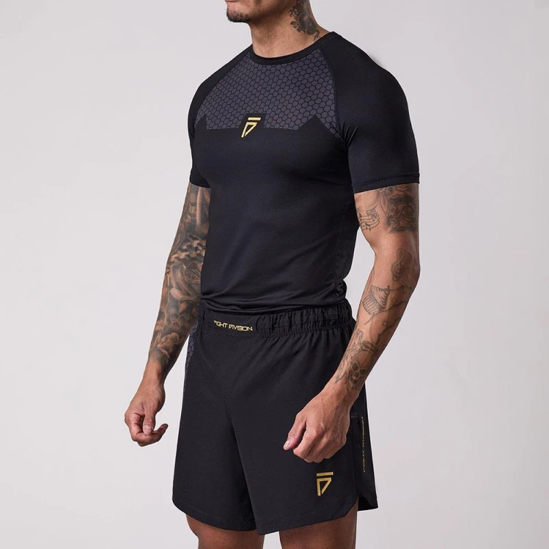 Image of Gym King GK Short Sleeve Rash Guard Top Adults Black unisex Small