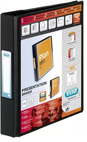 Image of Elba Vision A5 Ring Binder Heavyweight PVC 2 O Ring 25mm Capacity Black Single