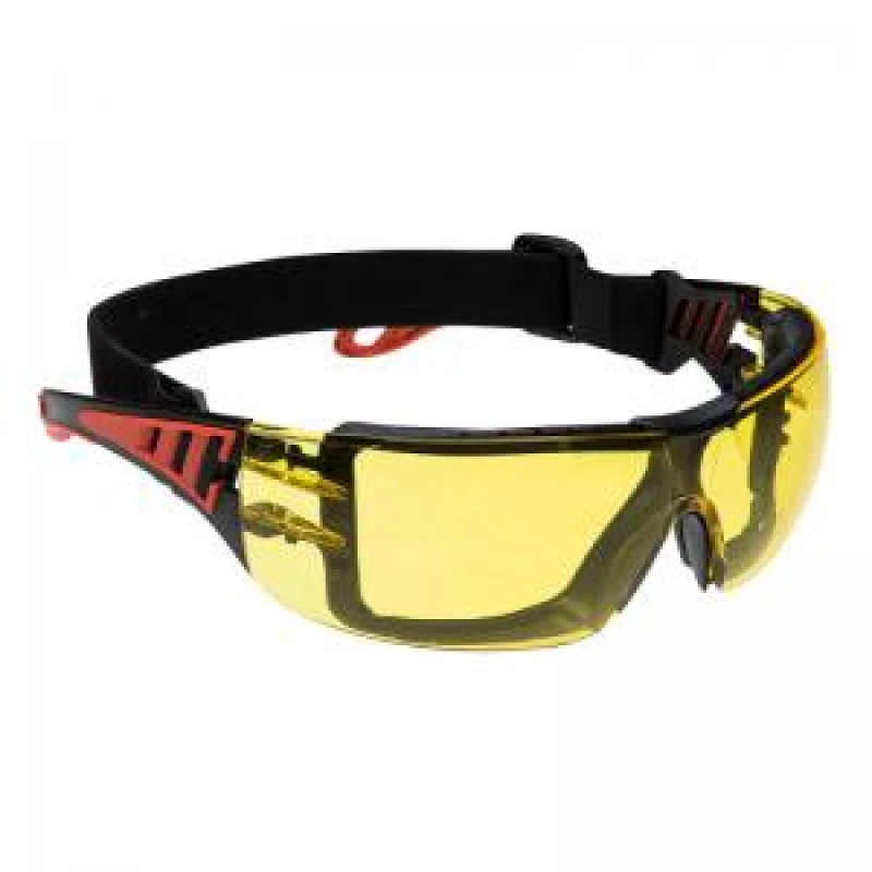Image of Portwest Tech Look Plus Safety Goggles PS11AMR Frame: Red