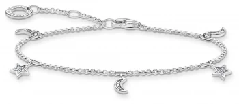 Image of Thomas Sabo Charming Star & Moon Sterling Silver Bracelet Jewellery