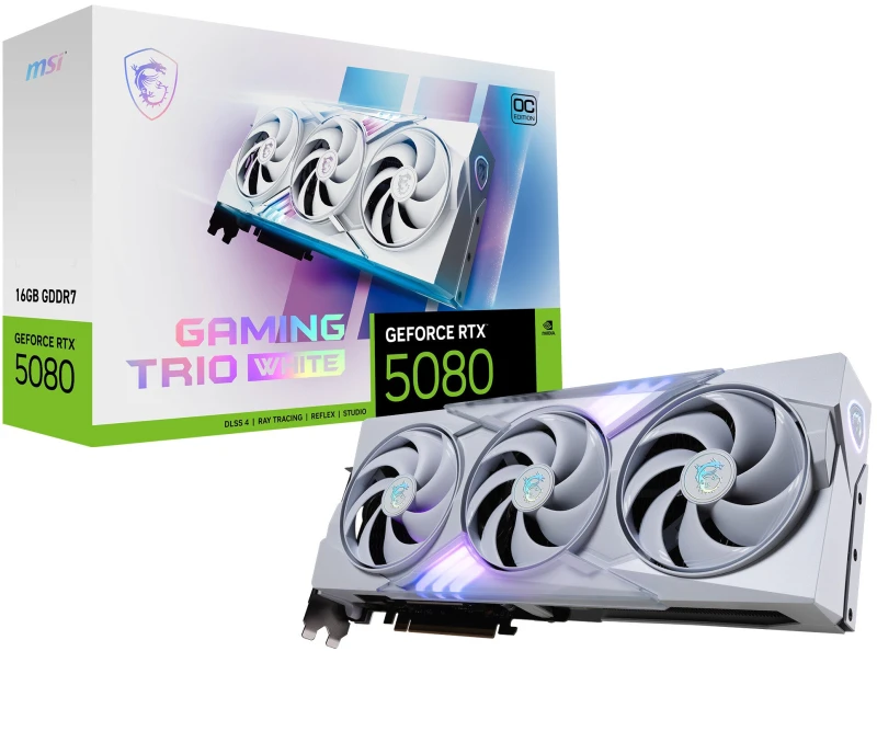 Image of MSI NVIDIA GeForce RTX 5080 16G GAMING TRIO OC White GDDR7 Graphics Card