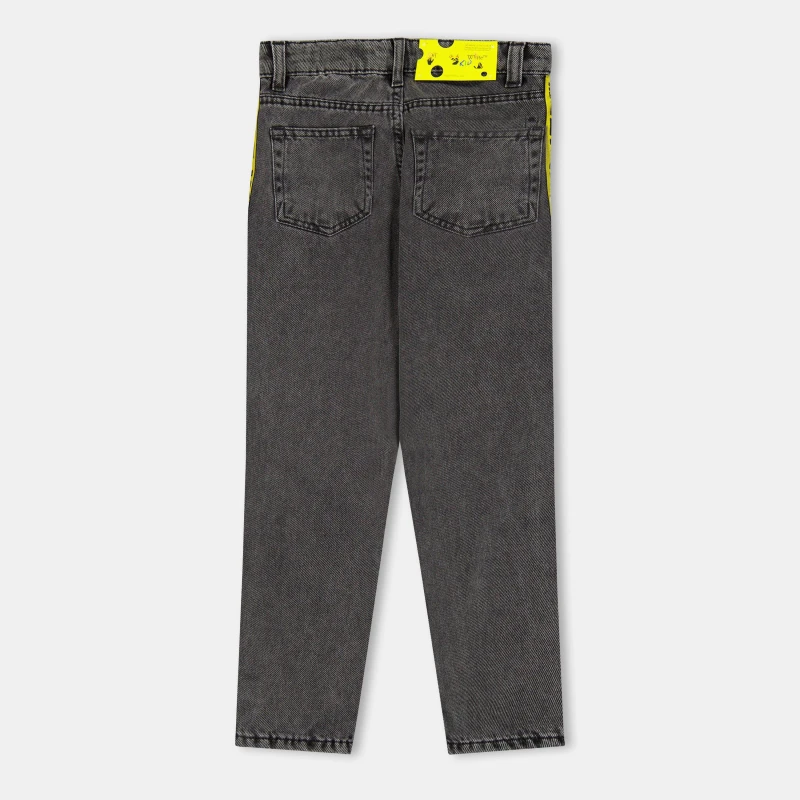 Image of Off White Kids Straight Fit Denim Jeans Grey/Yellow male 8Y