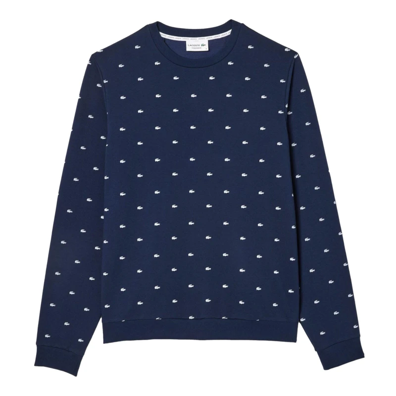 Image of Lacoste Crocodile Loungewear Sweatshirt Navy-White male XS