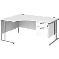 Image of Dams International Left Hand Ergonomic Desk MC16ELP2SWH 1,600 x 1,200 x 725 x 800 - 990 mm