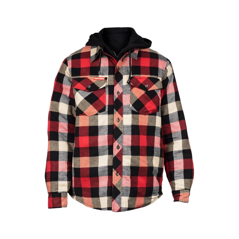 Image of Hard Yakka Mens Quilted Durable Flannel Casual Shacket S - Chest 35-37' (89-94cm) RED HDY022-RED-S