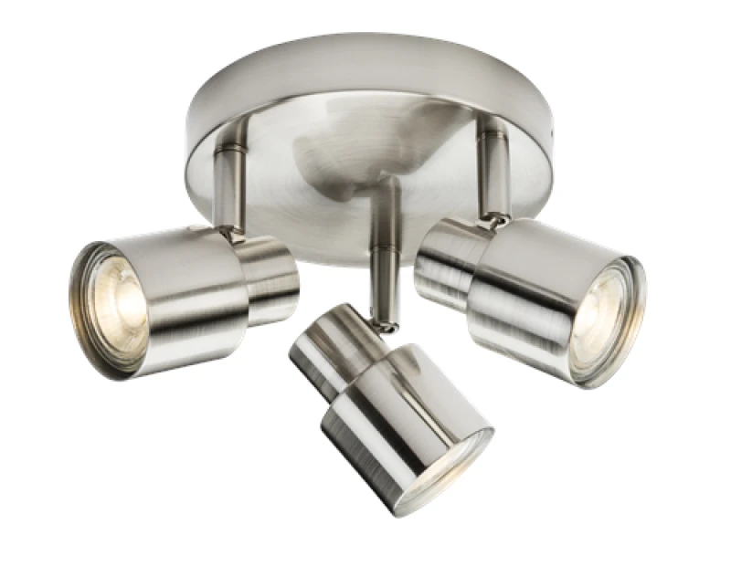 Image of Netlighting GU10 Triple Spotlight Brushed Chrome 230V IP20 50W Grey