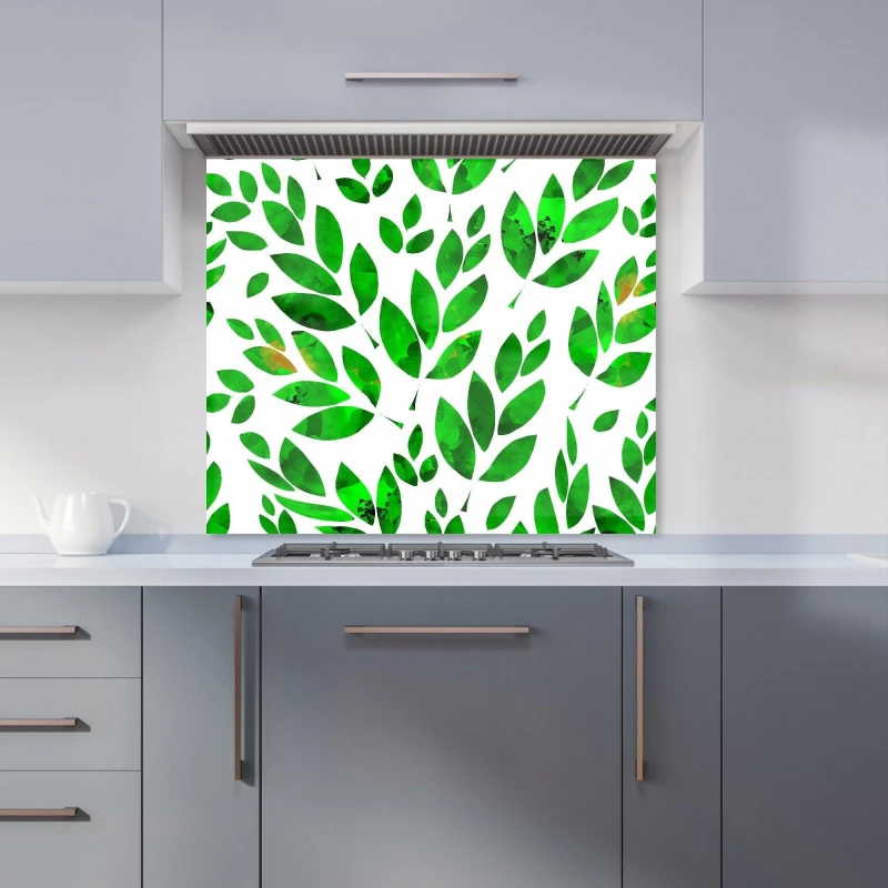 Image of Warren Reed - Designer Watercolor Abstract Leaves Kitchen Splashback in Green Size: 700mm x 750mm Green Unisex 700mm x 750mm