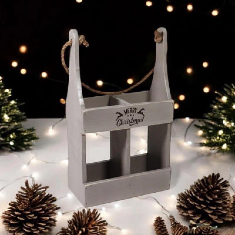Image of MSL 39CM RUSTIC GREY 2 BOTTLE WINE HOLDER