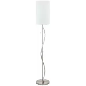 Image of Loops - Floor Lamp Light Satin Nickel Aluminium Shade White Fabric Bulb E27 & LED 1x60W