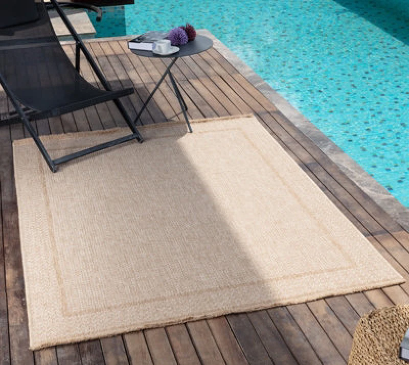 Image of Livabliss In- & Outdoor Cottage Jute-Look Beige Nikki Area Rug 160 X 213cm - Easy To Clean, Perfect For Balcony, Kitchen Or Dining Room
