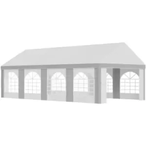 Image of 8 x 4m Party Tent, Marquee Gazebo with Sides, Windows and Double Doors - White and Grey - Outsunny