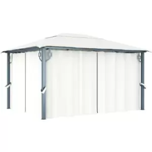 Image of Vidaxl - Gazebo with Curtain 400 x 300cm Cream Aluminium Cream