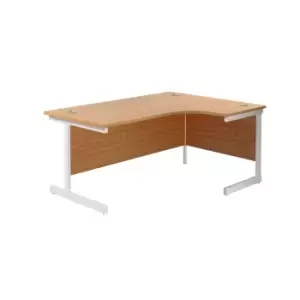 Image of 1800X1200 Single Upright Right Hand Radial Desk Nova Oak - White + Desk High Ped