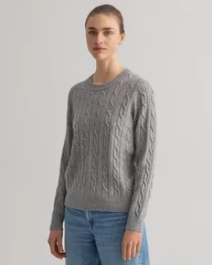 Image of GANT Lambswool Cable Crew Neck Sweater