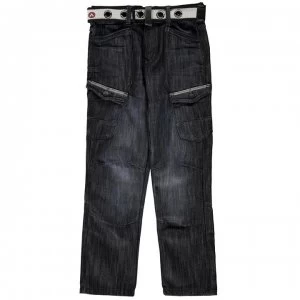 Image of Airwalk Belted Cargo Jeans Junior Boys - Dark Wash