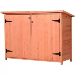 Image of Outsunny Low Wide Wood Garden Shed Outdoor Storage W/ 2 Shelves 79X56Cm