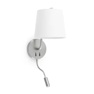 Image of Berni 1 Light Indoor Wall Light Reading Lamp White, Satin Nickel, E27