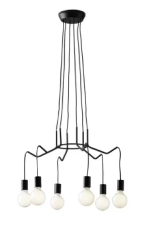 Image of Habitat 6 Light Hanging Wire Pendant, Black, E27