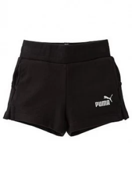 Image of Puma Girls Essential Shorts - Black, Size 7-8 Years, Women