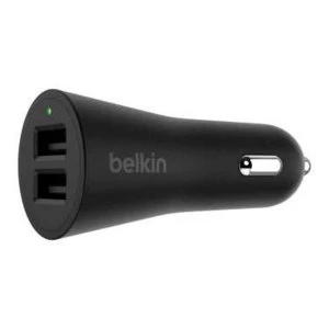 Image of Belkin F8M930BTBLK In-Car Charger with 2 USB Ports in Black