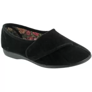 Image of GBS Womens/Ladies Audrey Touch Fasten Slippers (2 UK) (Black)