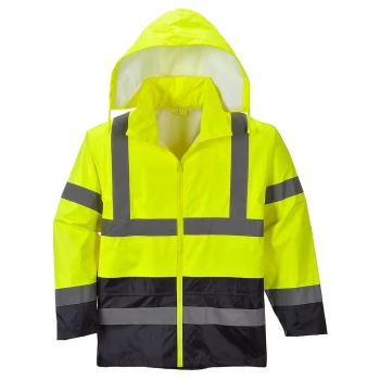 Image of Classic Hi Vis Contrast Rain Jacket Yellow / Navy M
