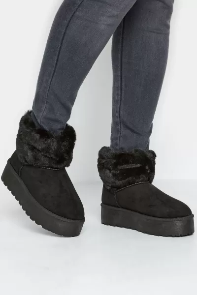 Image of Platform Faux Fur Collared Boot