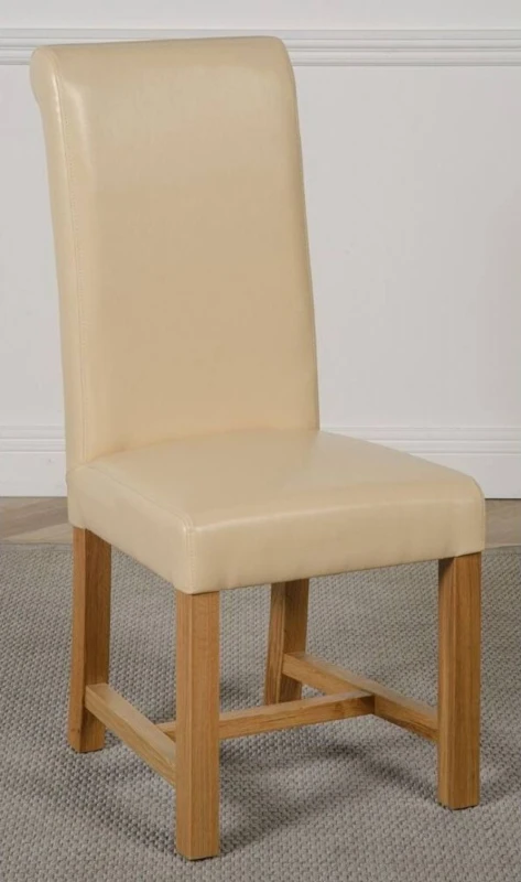 Image of Thats Furniture Washington Leather Dining Chairs for Dining Room or Kitchen in Cream Cream Unisex