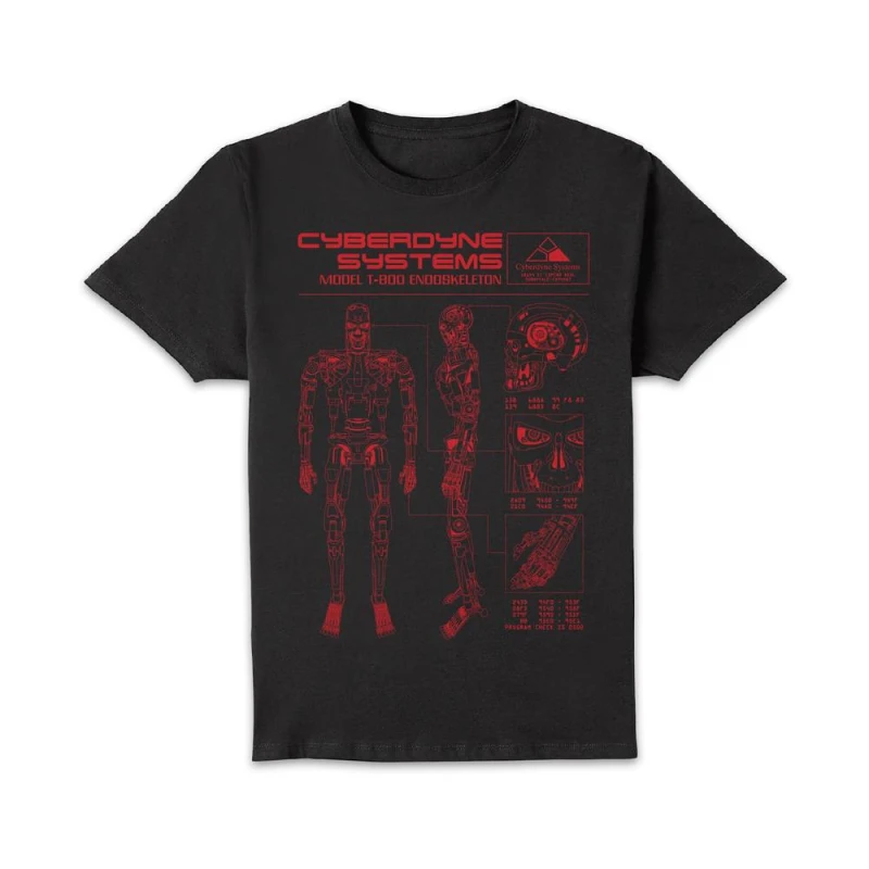 Image of The Terminator T-800 Schematic Unisex T-Shirt - Black - 5XL