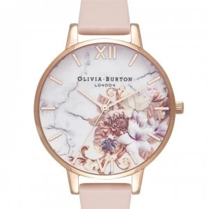 Image of Olivia Burton Marble Floral Gold Watch - Marble/ Peach