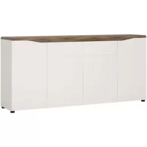 Image of Toledo 4 door 2 drawer sideboard in White and Oak - Alpine White with high gloss fronts and Stirling Oak