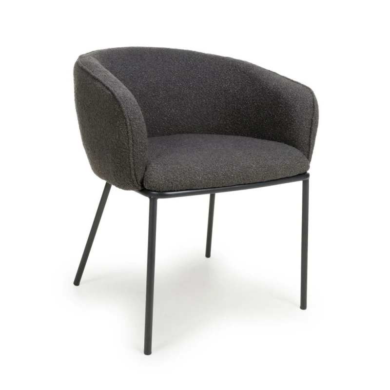 Image of Shankar Lola Boucle Grey Dining Chair Grey Unisex