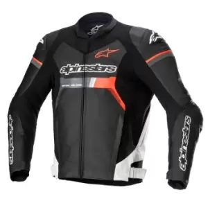 Image of Alpinestars GP Force Leather Jacket Black White Red Fluo 54